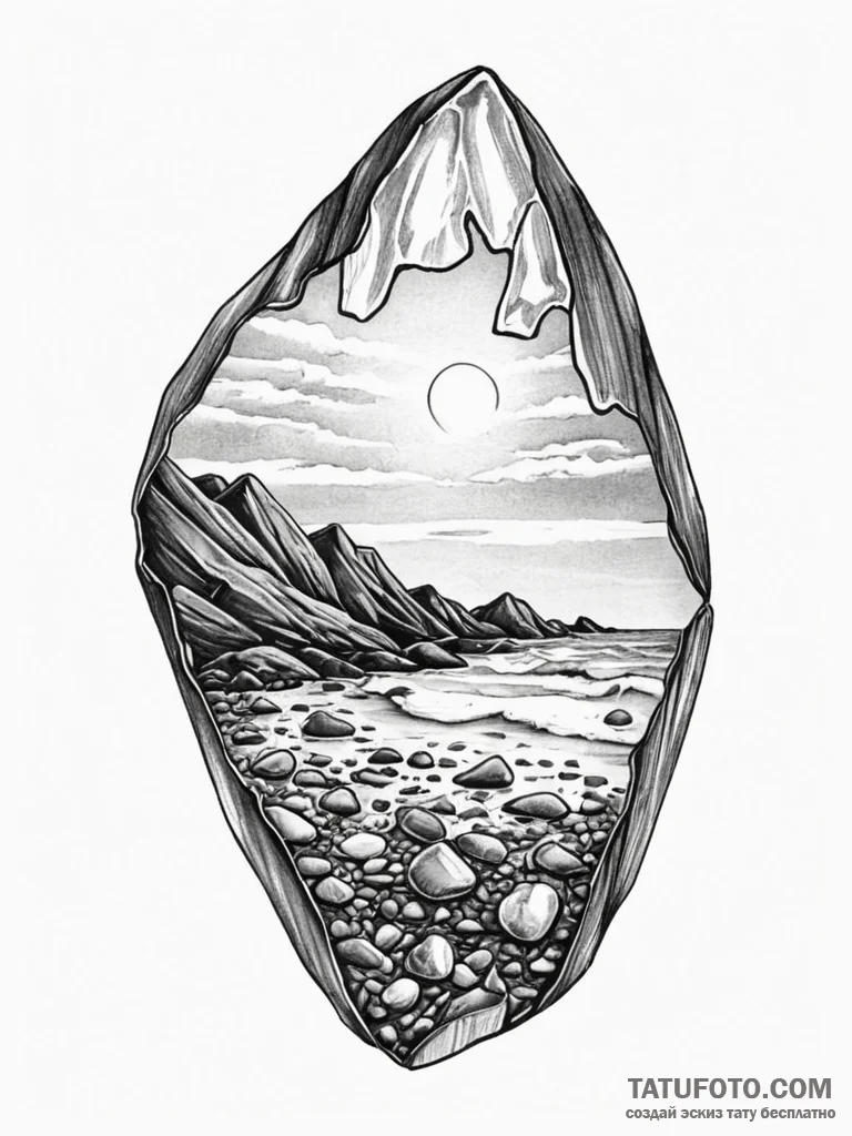 A close-up of a piece of sea glass, worn smoo… — эскиз тату (№1752705049_0, 16.07.2025 22:30) — Tatufoto.com