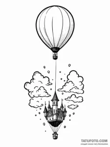 Tattoo sketch a balloon floating into the sky... - эскиз тату (№1752705128_0, 16.07.2025 22:32) — Tatufoto.com