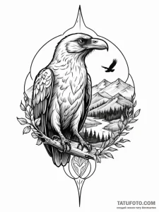 Tattoo design a stylized raven or eagle watch... - эскиз тату (№1752705205_0, 16.07.2025 22:33) — Tatufoto.com