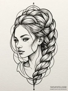 Tattoo design: a stylized female figure with... - эскиз тату (№1752705285_0, 16.07.2025 22:34) — Tatufoto.com