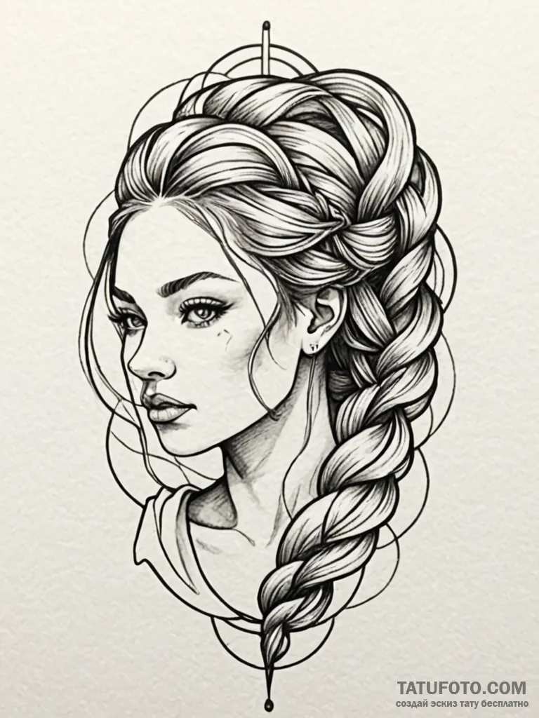 Tattoo design: a stylized female figure with... - эскиз тату (№1752705285_0, 16.07.2025 22:34) — Tatufoto.com
