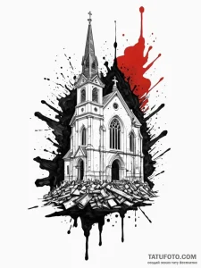 Church, concept art for tattoo, black and whi... - эскиз тату (№1752705677_0, 16.07.2025 22:41) — Tatufoto.com