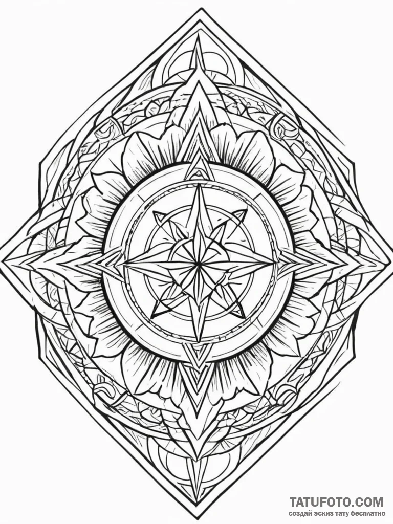 118. tattoo sketch: "oud" rune as a central e... - эскиз тату (№1752705835_0, 16.07.2025 22:43) — Tatufoto.com