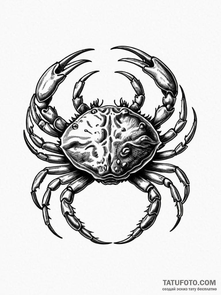 Cancer (animal/sign), tattoo line art, on a c… — эскиз тату (№1752705915_0, 16.07.2025 22:45) — Tatufoto.com