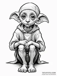 A sketch of dobby the house-elf, with his big... - эскиз тату (№1752706071_0, 16.07.2025 22:47) — Tatufoto.com