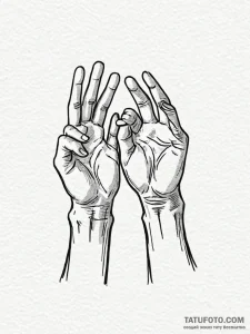 Tattoo sketch a 'high five' gesture, split be... - эскиз тату (№1752706154_0, 16.07.2025 22:49) — Tatufoto.com