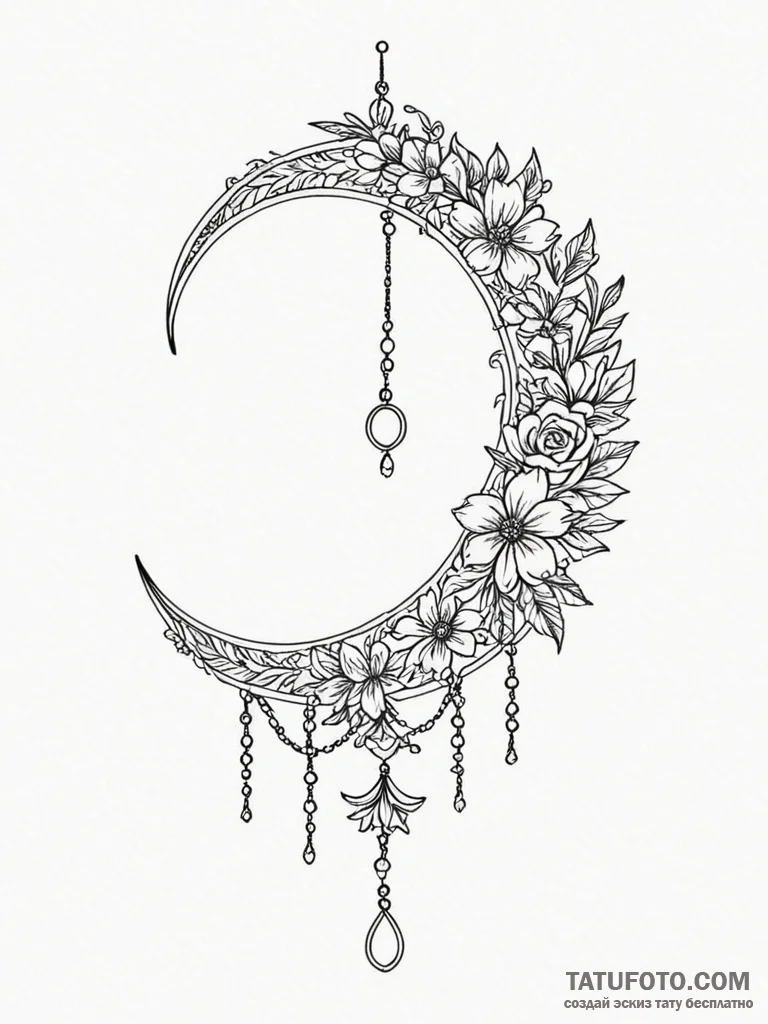 Tattoo sketch: an elegant lunitsa (crescent m... - эскиз тату (№1752706467_0, 16.07.2025 22:54) — Tatufoto.com