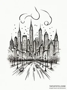 A blurred, abstract photo of city lights at n... - эскиз тату (№1752706701_0, 16.07.2025 22:58) — Tatufoto.com