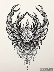 Tattoo sketch a mythological creature's power... - эскиз тату (№1752707016_0, 16.07.2025 23:03) — Tatufoto.com