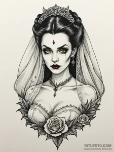 A neo-traditional tattoo of a beautiful vampi... - эскиз тату (№1752707491_0, 16.07.2025 23:11) — Tatufoto.com