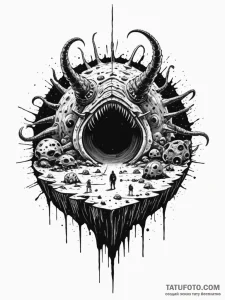 A trash polka design of the sarlacc pit, chao... - эскиз тату (№1752707650_0, 16.07.2025 23:14) — Tatufoto.com