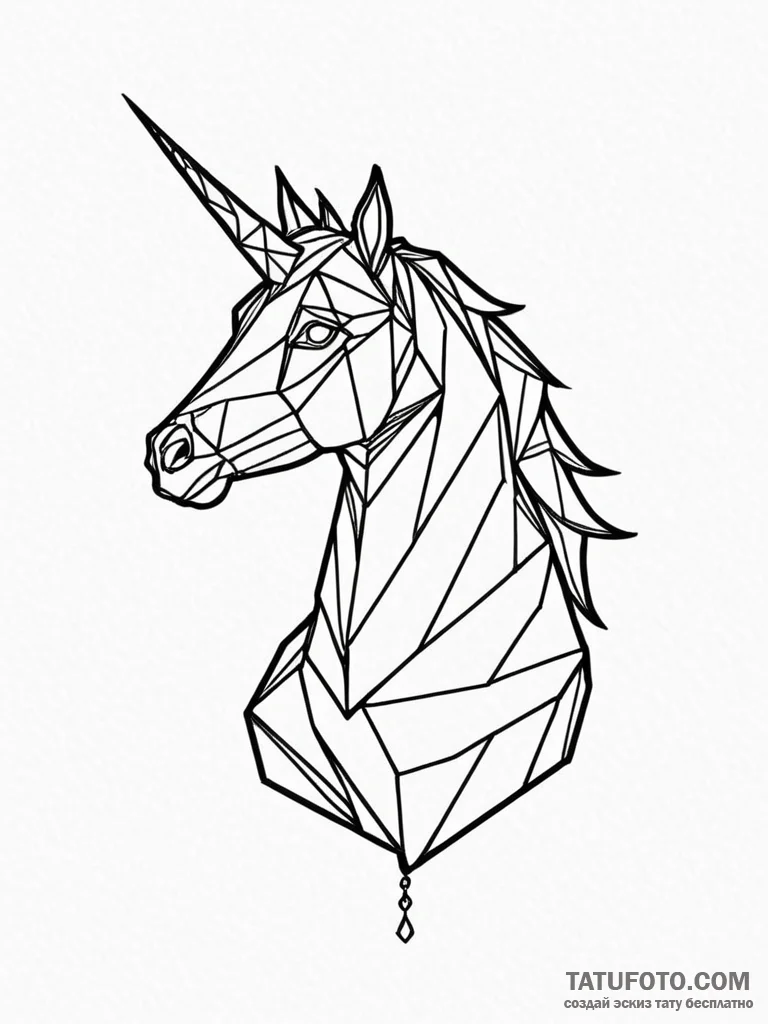 Linework tattoo design of the origami unicorn… — эскиз тату (№1752707890_0, 16.07.2025 23:18) — Tatufoto.com