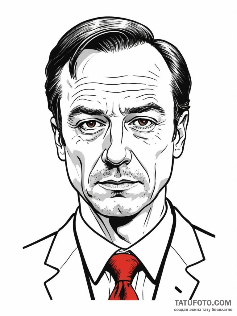 A graphic novel portrait of the main characte... - эскиз тату (№1752707966_0, 16.07.2025 23:19) — Tatufoto.com