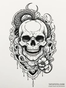 A neo-traditional tattoo of the poison apple... - эскиз тату (№1752708070_0, 16.07.2025 23:21) — Tatufoto.com
