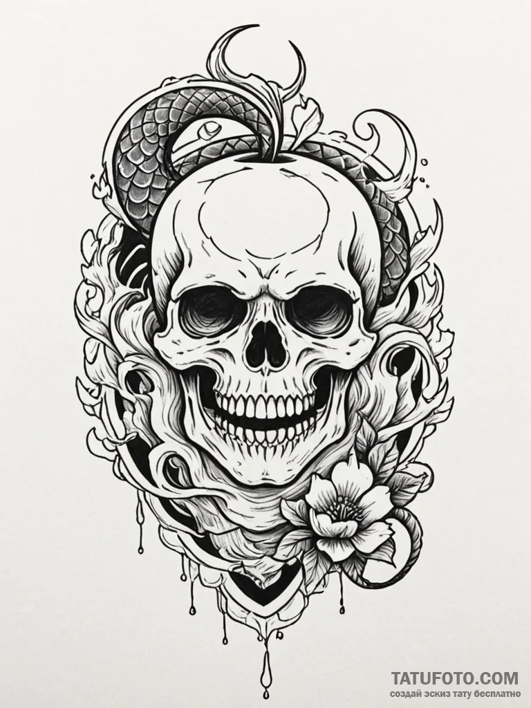A neo-traditional tattoo of the poison apple... - эскиз тату (№1752708070_0, 16.07.2025 23:21) — Tatufoto.com