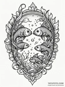 Tattoo design pisces fish wearing tiny snorke... - эскиз тату (№1752708377_0, 16.07.2025 23:26) — Tatufoto.com