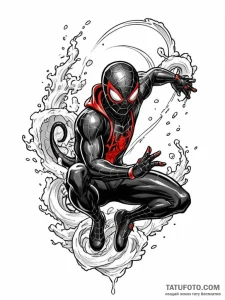 A neo-traditional tattoo of miles morales fro... - эскиз тату (№1752708456_0, 16.07.2025 23:27) — Tatufoto.com