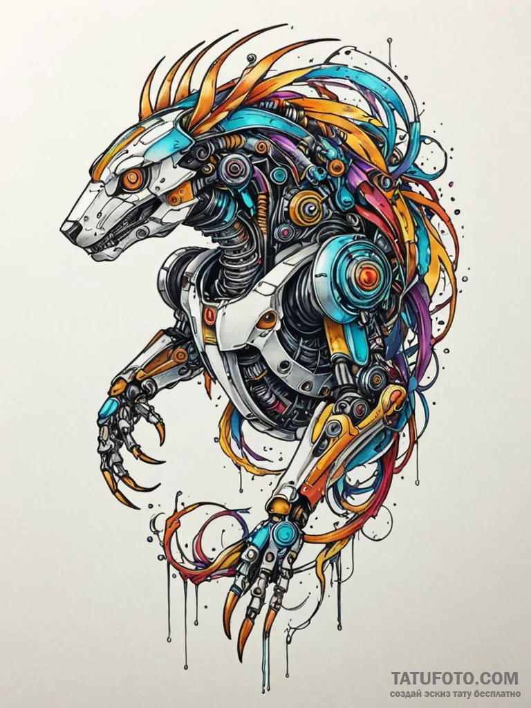 Tattoo design a robotic animal companion, sle… — эскиз тату (№1752708611_0, 16.07.2025 23:30) — Tatufoto.com