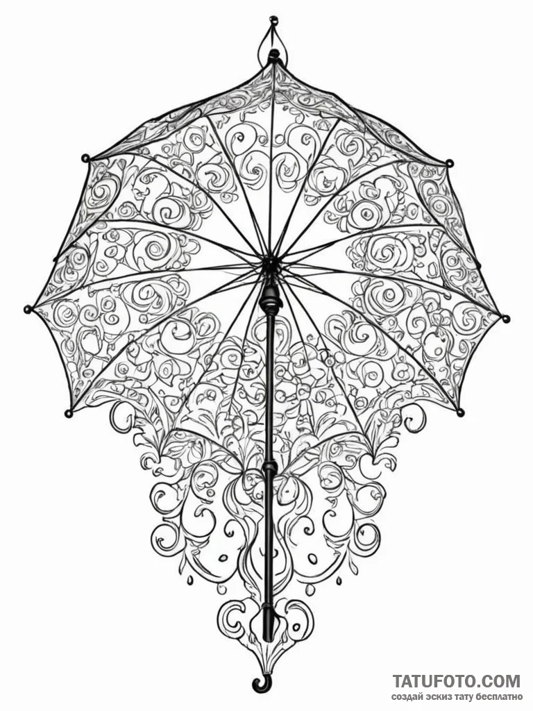 A linework tattoo of the umbrella symbol from… — эскиз тату (№1752708688_0, 16.07.2025 23:31) — Tatufoto.com