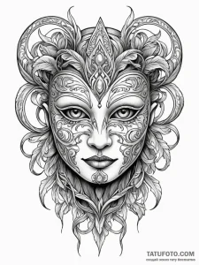 A sketch of a "gimp" mask, isolated on white,... - эскиз тату (№1752709071_0, 16.07.2025 23:37) — Tatufoto.com