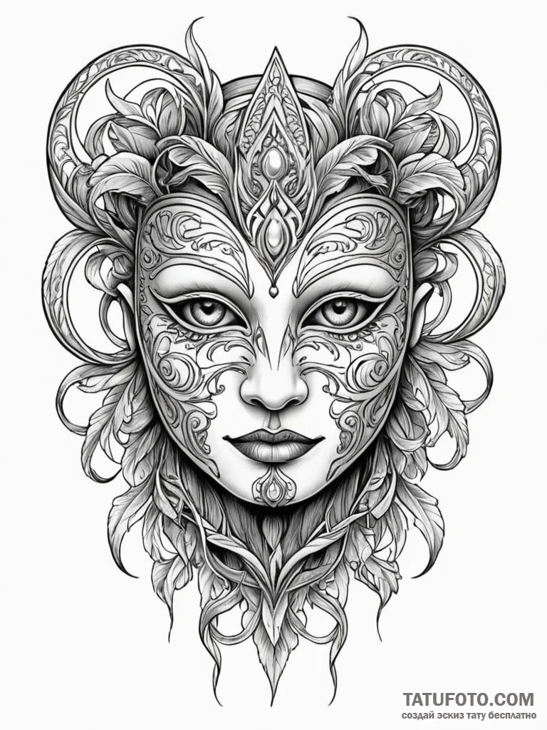 A sketch of a "gimp" mask, isolated on white,... - эскиз тату (№1752709071_0, 16.07.2025 23:37) — Tatufoto.com