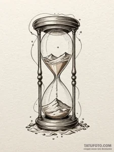 Tattoo sketch a classic hourglass where sand... - эскиз тату (№1752709146_0, 16.07.2025 23:39) — Tatufoto.com