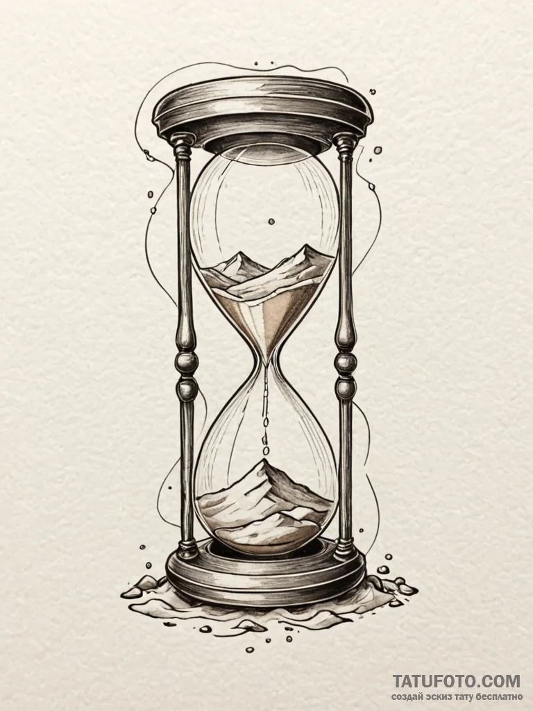 Tattoo sketch a classic hourglass where sand... - эскиз тату (№1752709146_0, 16.07.2025 23:39) — Tatufoto.com