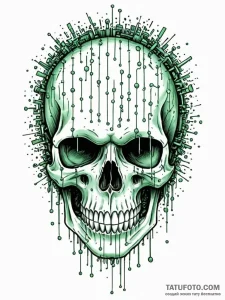 A tattoo design of the green cascading matrix... - эскиз тату (№1752709222_0, 16.07.2025 23:40) — Tatufoto.com