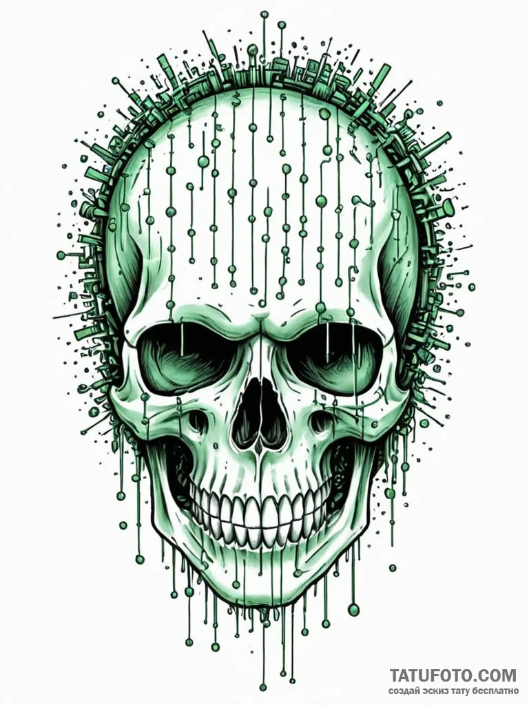 A tattoo design of the green cascading matrix... - эскиз тату (№1752709222_0, 16.07.2025 23:40) — Tatufoto.com