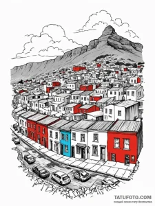 The colorful houses of bo-kaap in cape town,... - эскиз тату (№1752709297_0, 16.07.2025 23:41) — Tatufoto.com