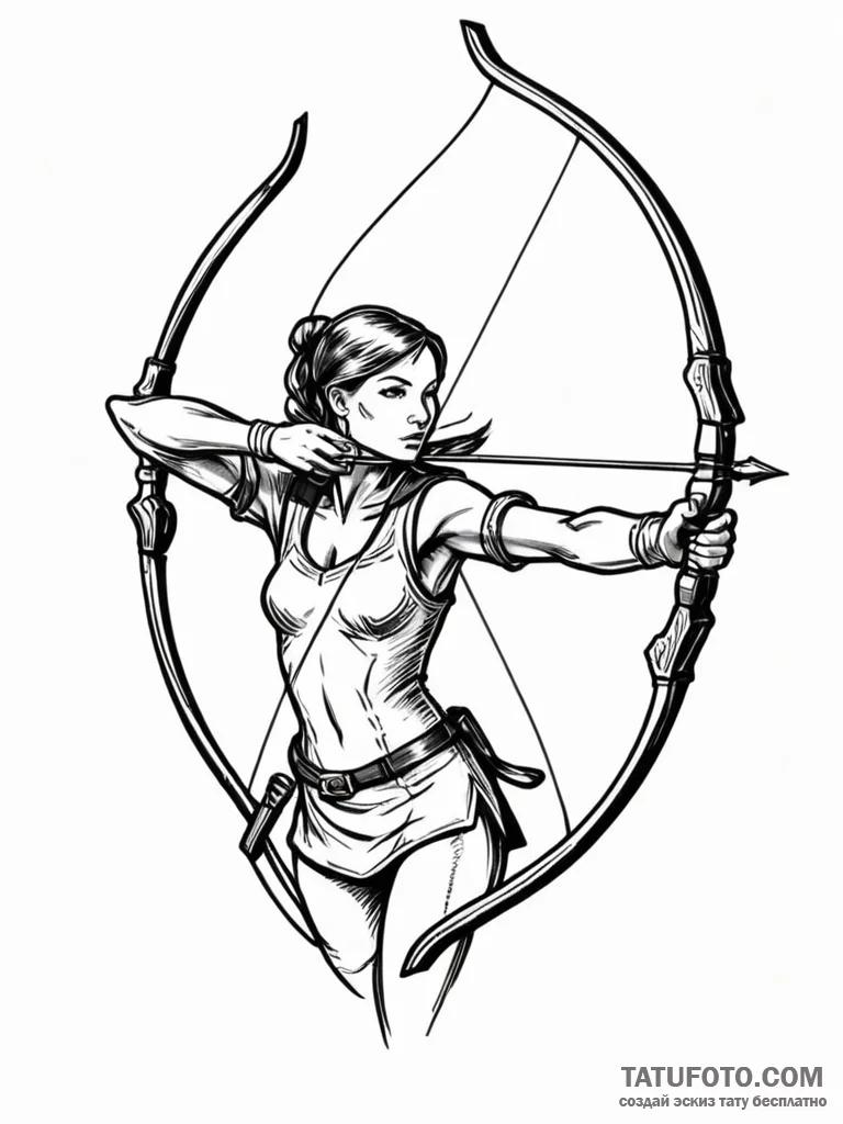 Tattoo design an archer's bow with an arrow n... - эскиз тату (№1752709454_0, 16.07.2025 23:44) — Tatufoto.com
