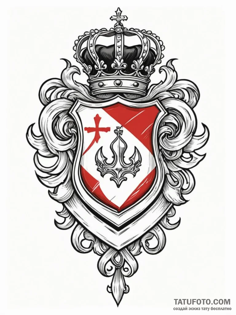 Tattoo sketch a noble crest with a subtle cro... - эскиз тату (№1752710156_0, 16.07.2025 23:55) — Tatufoto.com