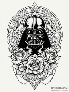 Chicano style tattoo sketch of darth vader's... - эскиз тату (№1752710314_0, 16.07.2025 23:58) — Tatufoto.com