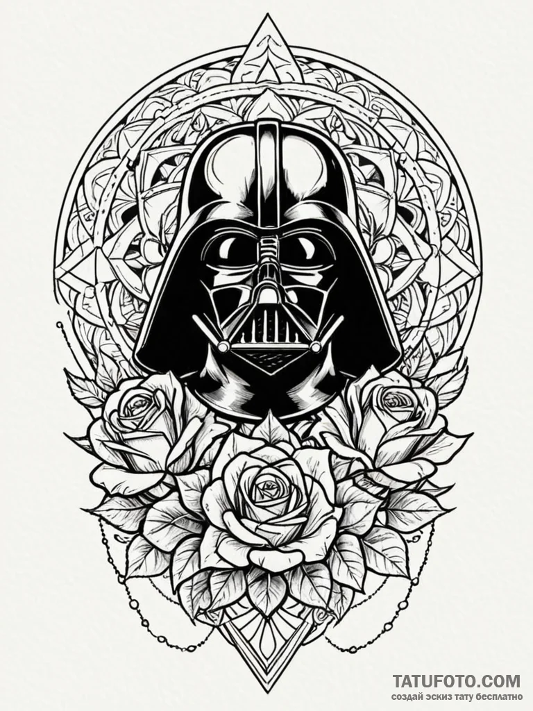 Chicano style tattoo sketch of darth vader's... - эскиз тату (№1752710314_0, 16.07.2025 23:58) — Tatufoto.com