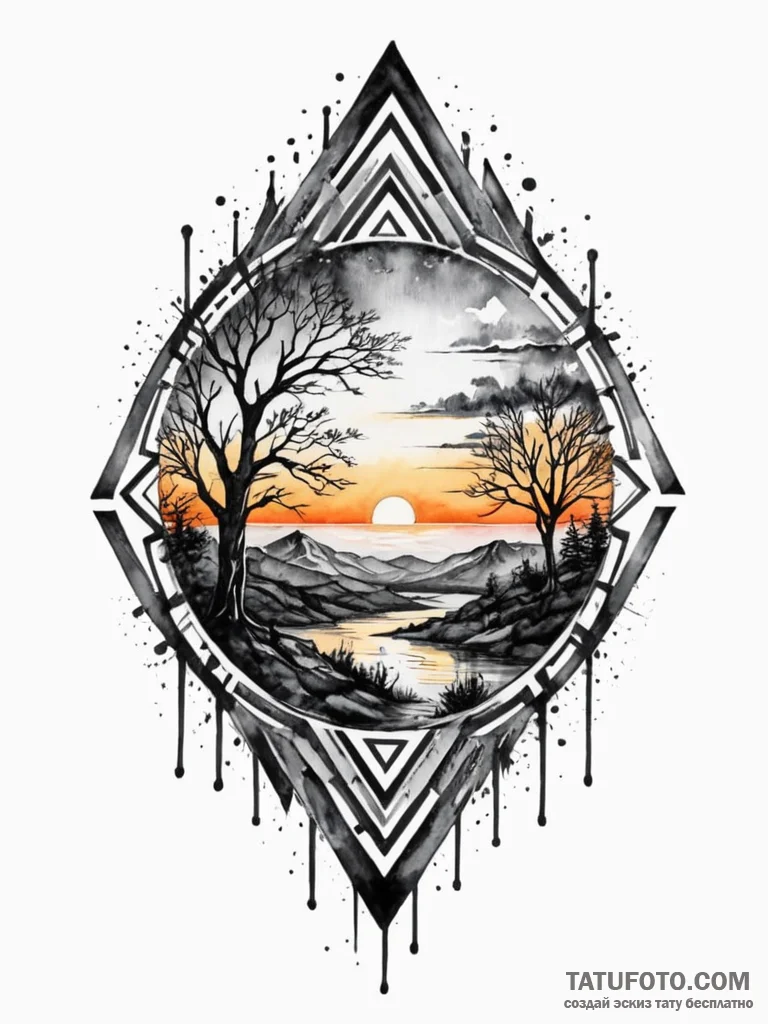 A watercolor sketch of the wakandan sunset,,... - эскиз тату (№1752711017_0, 17.07.2025 00:10) — Tatufoto.com