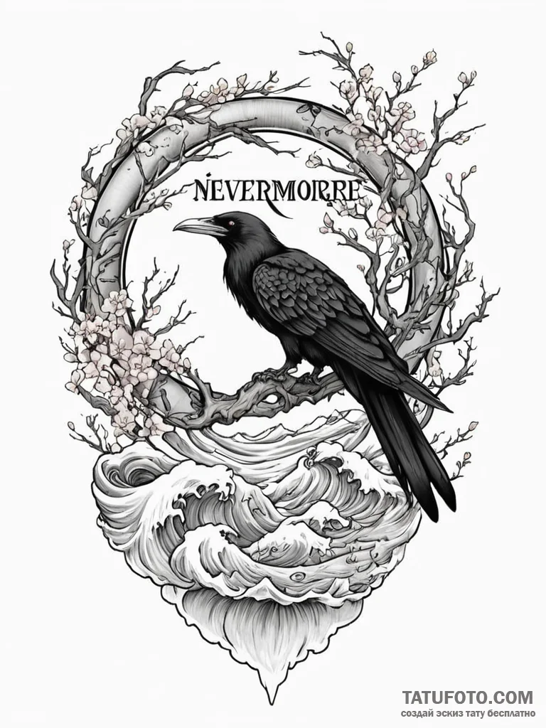 A chicano lettering tattoo of "nevermore",, a... - эскиз тату (№1752711716_0, 17.07.2025 00:21) — Tatufoto.com