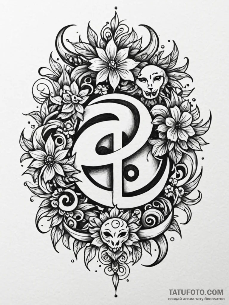 Tattoo design a floral arrangement forming th... - эскиз тату (№1752712108_0, 17.07.2025 00:28) — Tatufoto.com