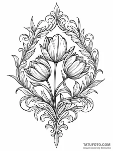 Tulip, tattoo sketch design, black and white... - эскиз тату (№1752712421_0, 17.07.2025 00:33) — Tatufoto.com
