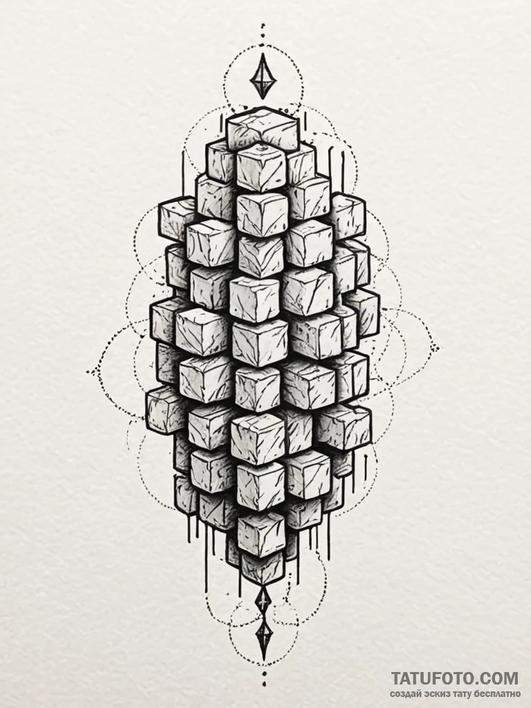 Tattoo design a stylized block of classic gam... - эскиз тату (№1752712498_0, 17.07.2025 00:34) — Tatufoto.com