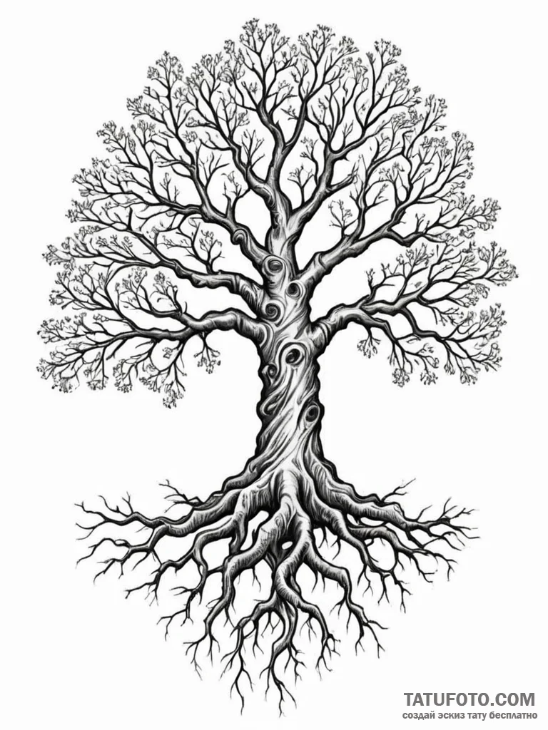 Tattoo sketch a gnarled root system forming a... - эскиз тату (№1752712733_0, 17.07.2025 00:38) — Tatufoto.com