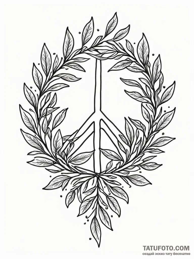 Tattoo sketch a minimalist olive branch, symb... - эскиз тату (№1752713043_0, 17.07.2025 00:44) — Tatufoto.com