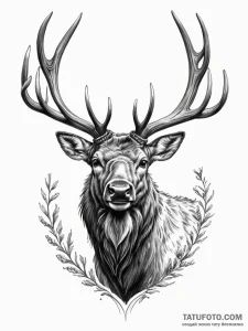 Elk, tattoo line art, muted color palette, de... - эскиз тату (№1752713198_0, 17.07.2025 00:46) — Tatufoto.com