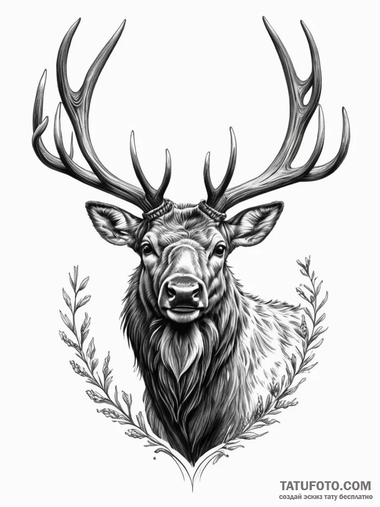 Elk, tattoo line art, muted color palette, de… — эскиз тату (№1752713198_0, 17.07.2025 00:46) — Tatufoto.com