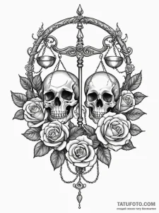 Tattoo sketch libra's scales, intricately sha... - эскиз тату (№1752713511_0, 17.07.2025 00:51) — Tatufoto.com