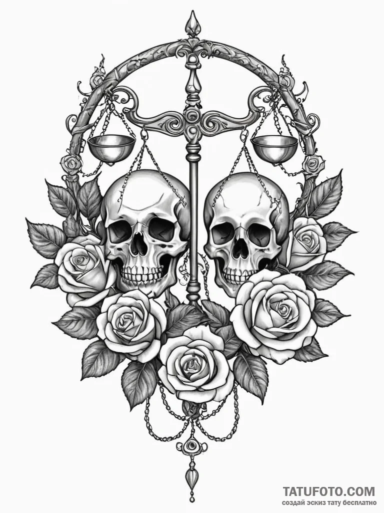 Tattoo sketch libra's scales, intricately sha... - эскиз тату (№1752713511_0, 17.07.2025 00:51) — Tatufoto.com