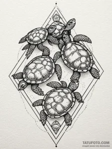 Tattoo design a turtle family, representing l... - эскиз тату (№1752713726_0, 17.07.2025 00:55) — Tatufoto.com