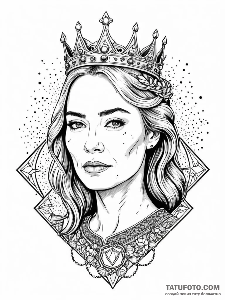 A neo-traditional tattoo of cersei lannister,... - эскиз тату (№1752713803_0, 17.07.2025 00:56) — Tatufoto.com