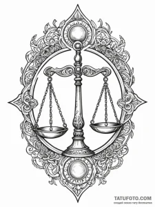 Tattoo sketch a balanced libra scale, perfect... - эскиз тату (№1752713880_0, 17.07.2025 00:58) — Tatufoto.com