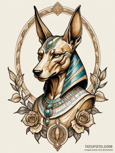 Anubis, artistic tattoo sketch, sepia tone sk... - эскиз тату (№1752713956_0, 17.07.2025 00:59) — Tatufoto.com