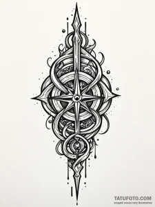 A linework tattoo of the elder wand, detailed... - эскиз тату (№1752714184_0, 17.07.2025 01:03) — Tatufoto.com